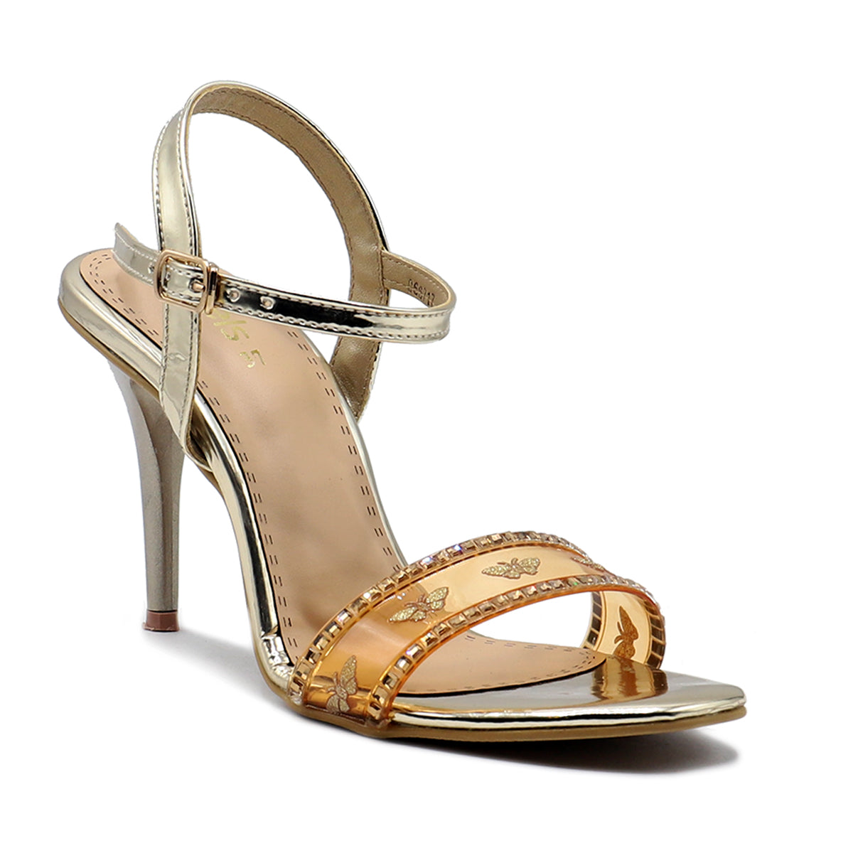 Gold open toe outlet sandal heels