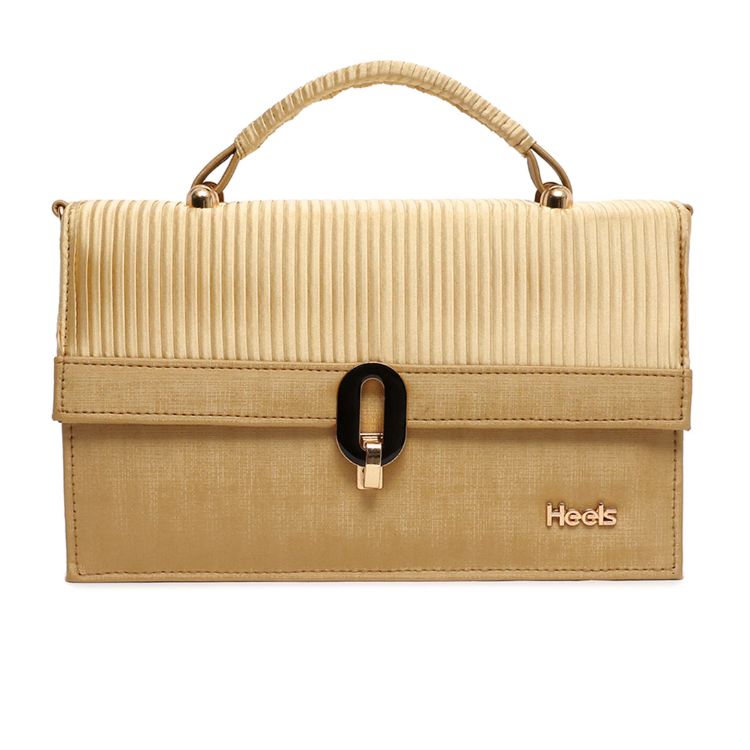 Golden casual clutch for ladies in Pakistan, fancy party & wedding wear clutch bag.
