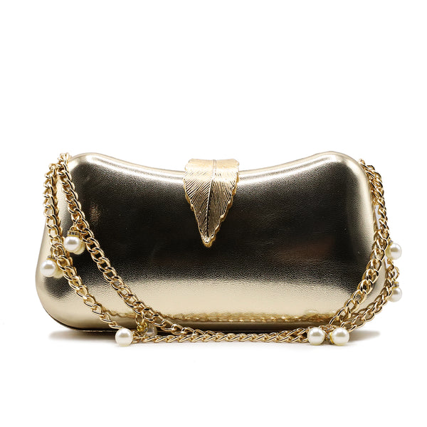 Golden fancy clutch for women party wear handbag