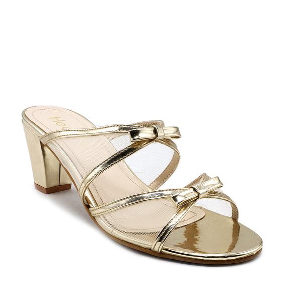 Golden formal slippers for women party and wedding footwear