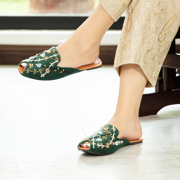 Green Ethnic Mule L00120008