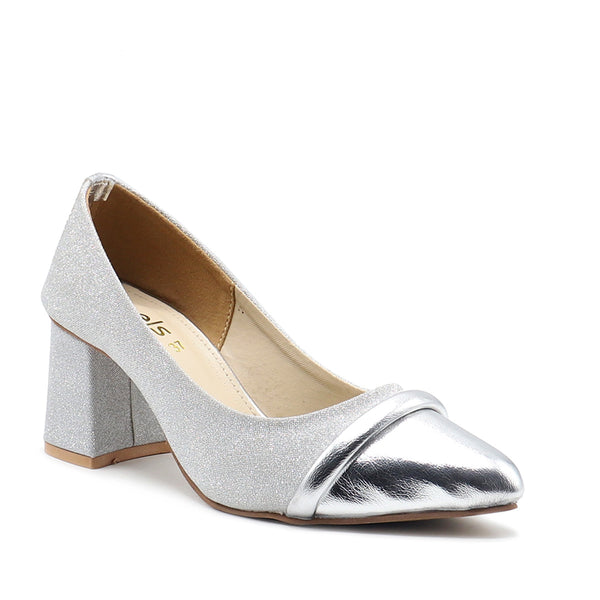 Silver Fancy Court Shoes 087107