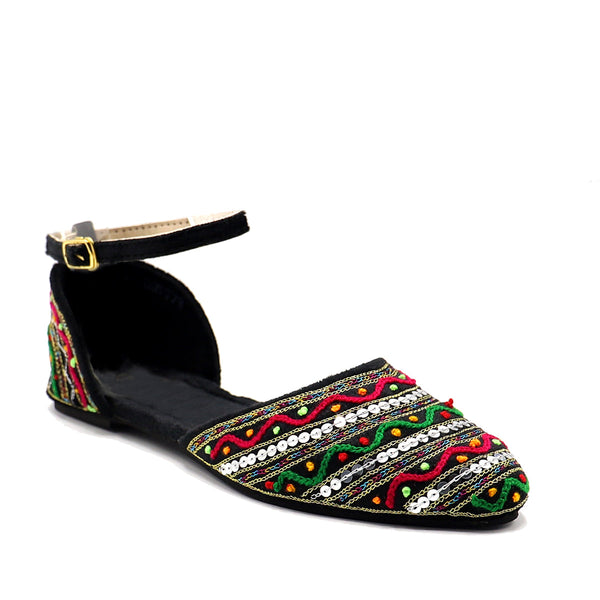 Black Ethnic Sling Back 090779