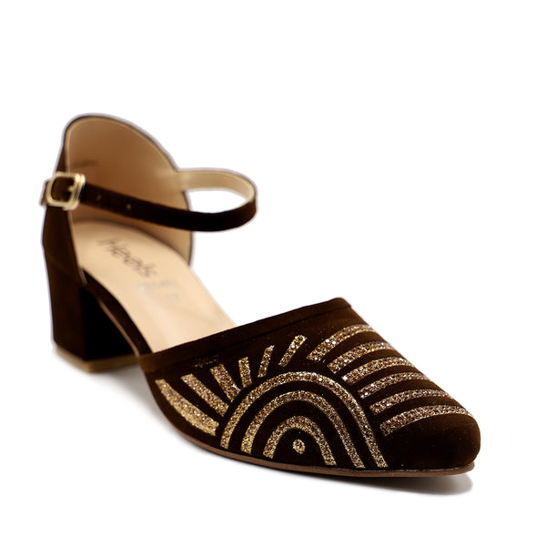 Brown Fancy Court Shoes 085483