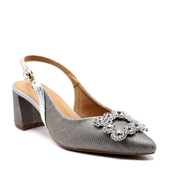 Silver Formal Court Shoes 085435