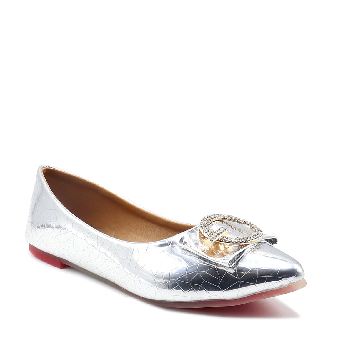 Gold and outlet silver flat shoes