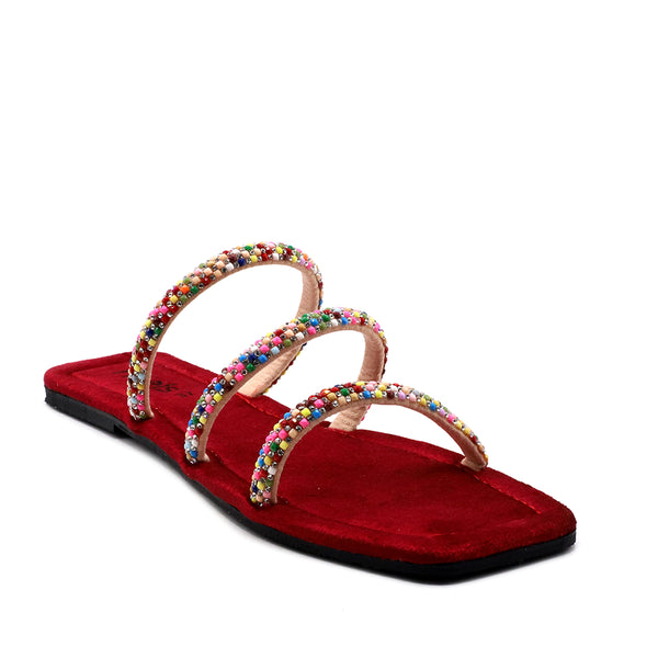 Red casual slippers for women stylish and comfortable everyday footwear 